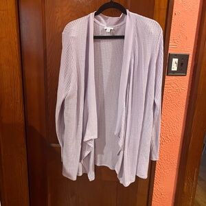 Lavender Open-Front Women Sweater Cardigan